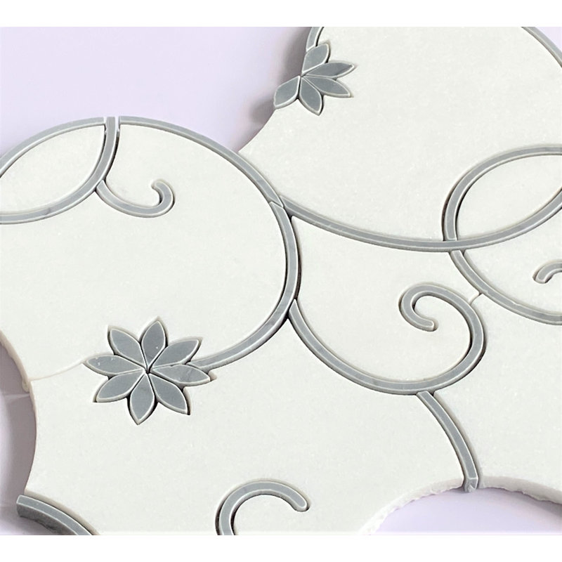 Water Jet Water Jet 14" x 13" Marble Mosaic Tile
