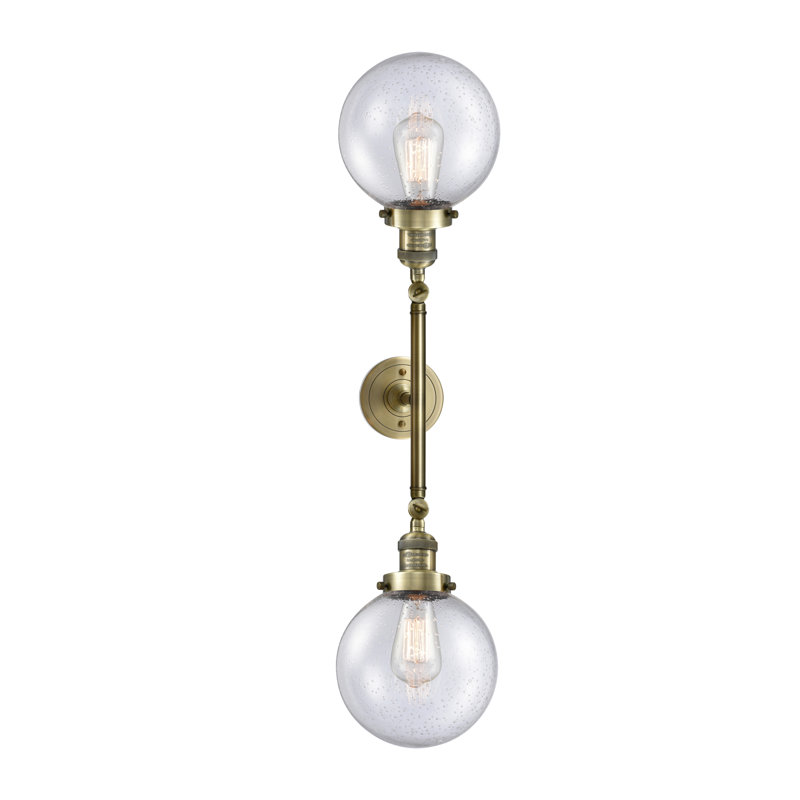 Clementina 2 - Light Dimmable Vanity Light, 60 Watt Vintage Incandescent Bulb, Seedy, Antique Brass