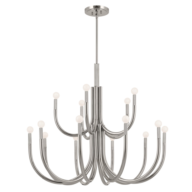 Lustre à niveaux 15 lumières Ashyla, Nickel poli