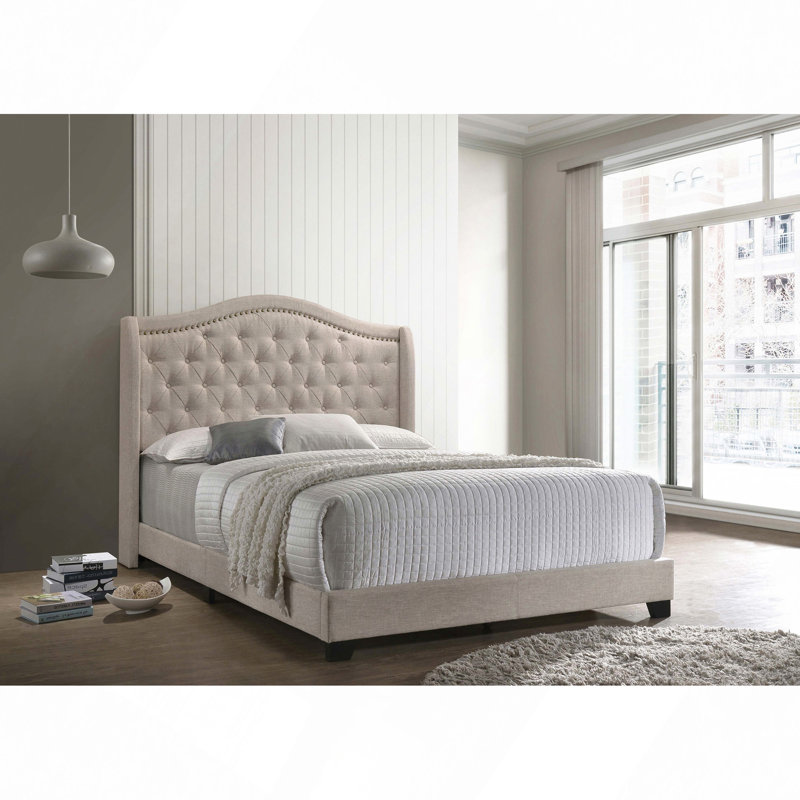 Upholstered Bed, Beige