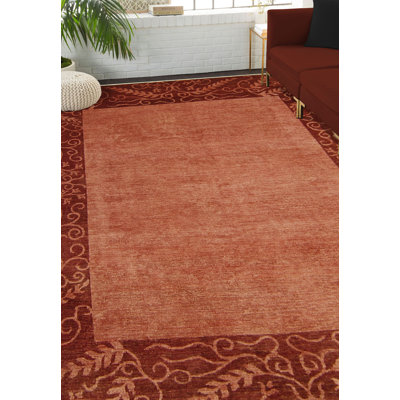 Tapis de zone en laine noué la et rouge 8 pi x 9 pi one-of-kind Matlock