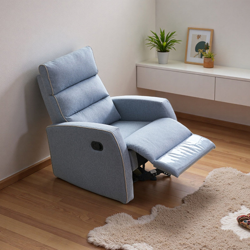 Modern Leisure Bedroom Single Manual Recliner, Light Blue