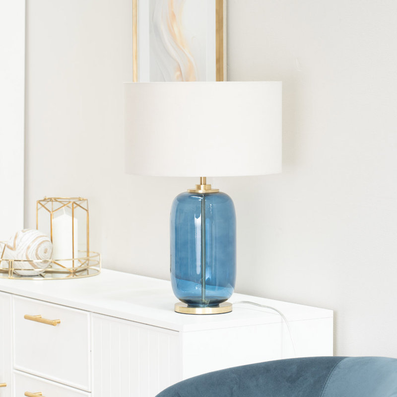 Angula Glass Table Lamp, Natural, Blue