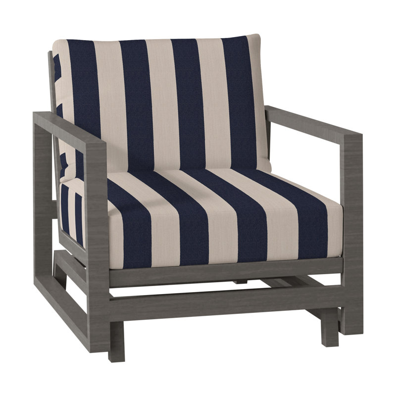 Avondale Patio Lounge Chair with Cushions, Slate Grey, No Welt, Avila Natural White