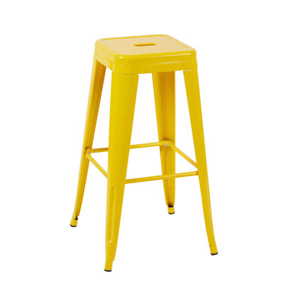 Backless Metal Bar Stool with Tool-Free Assembly and Space-Saving Design