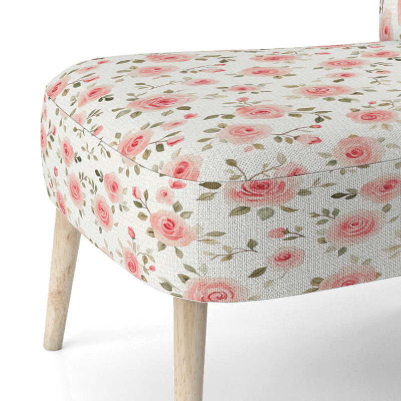 Chaise rembourrée Floral, Chaise d'appoint sans accoudoirs