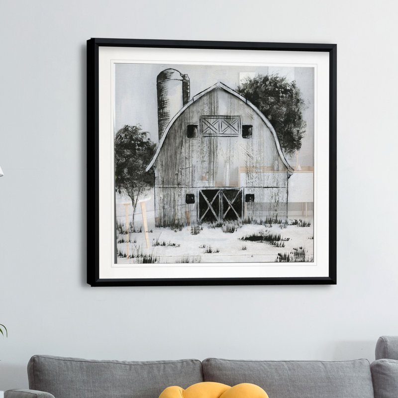 «Black and White Barn I», reproduction d'art, Encadré dans du plastique noir, H 30,5 po x l 30,5 po x P 1,5 po