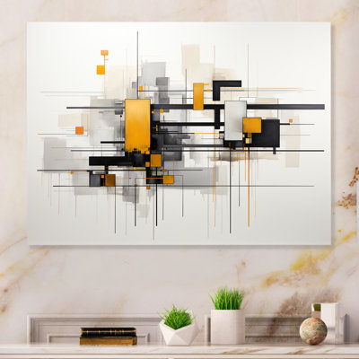 Yellow Cityscape Journey Ensemble I - Abstract Collages Metal Wall Art MT131751