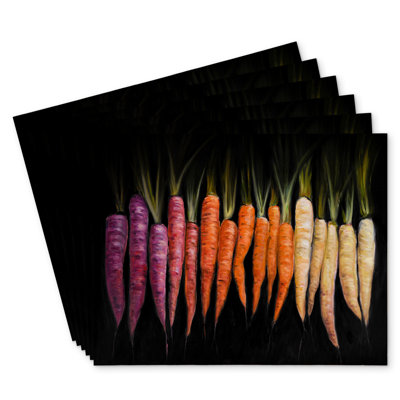 Colorful Carrots Polyester Eiver Set of 6 - Home Decor