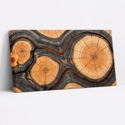 «Natural Tree Ring», art mural sur toile avec écorce foncée et lumière