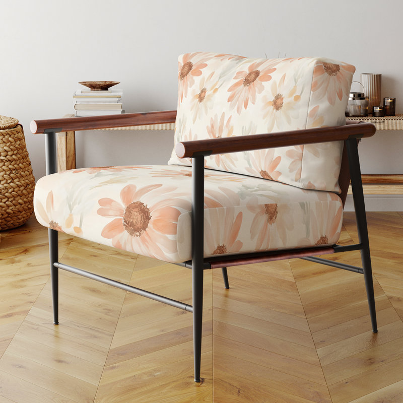 Chaise rembourrée Flowers For Teens - Daisy Glow Brown, Bras ronds bruns
