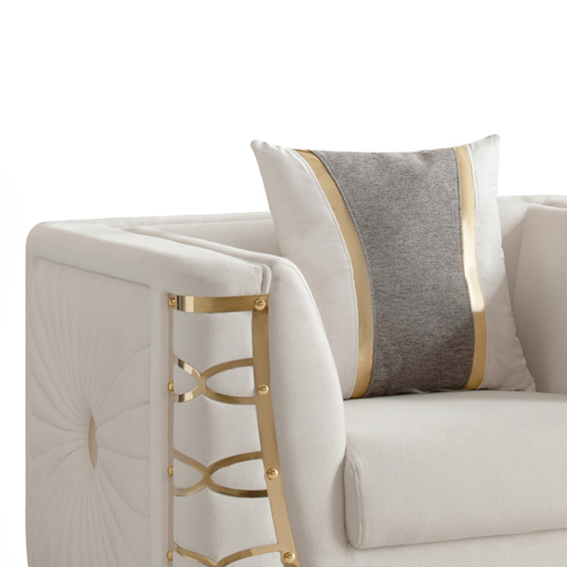 Ensemble de salon en tissu 3 pièces Contessa, Beige