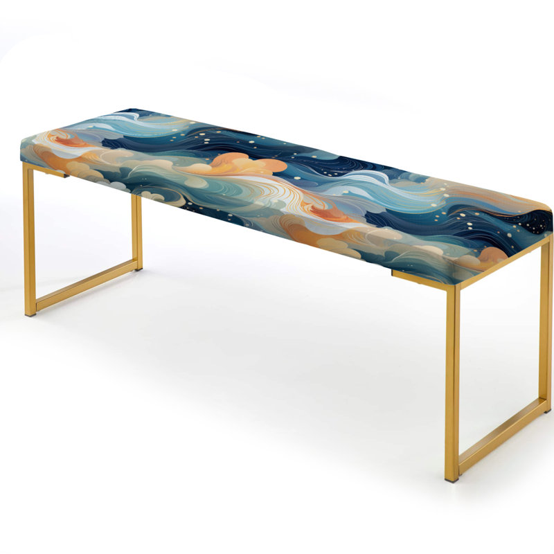 Dreamy Curved Waves Mirage - Banc rembourré abstrait doré