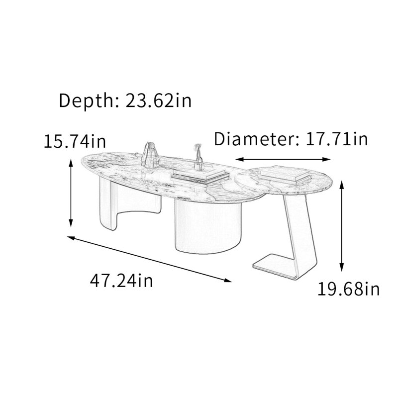 Ensemble de tables basses Modern Simplicity avec base en métal, H 15,74 po x L 47,24 po x l 23,62 po, Blanc / Taupe