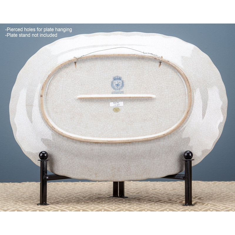 Porcelain Platter Blue and White Willow 16.5inL