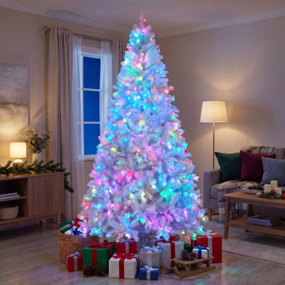 7 ft White Pre-Lit Artificial Christmas Tree with 400 RGB LED Lights and App Control