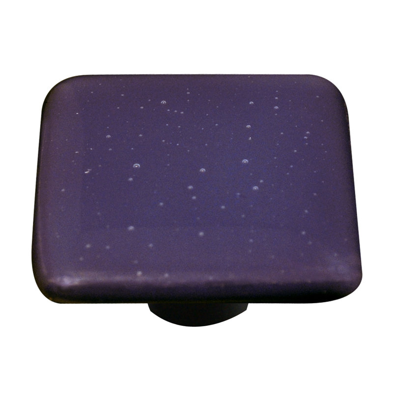 Black Opaline Glass Square Knob with Mounting Hardware