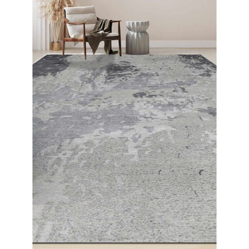 Abstract Area Rug in Gray, Rectangle 8' x 10'