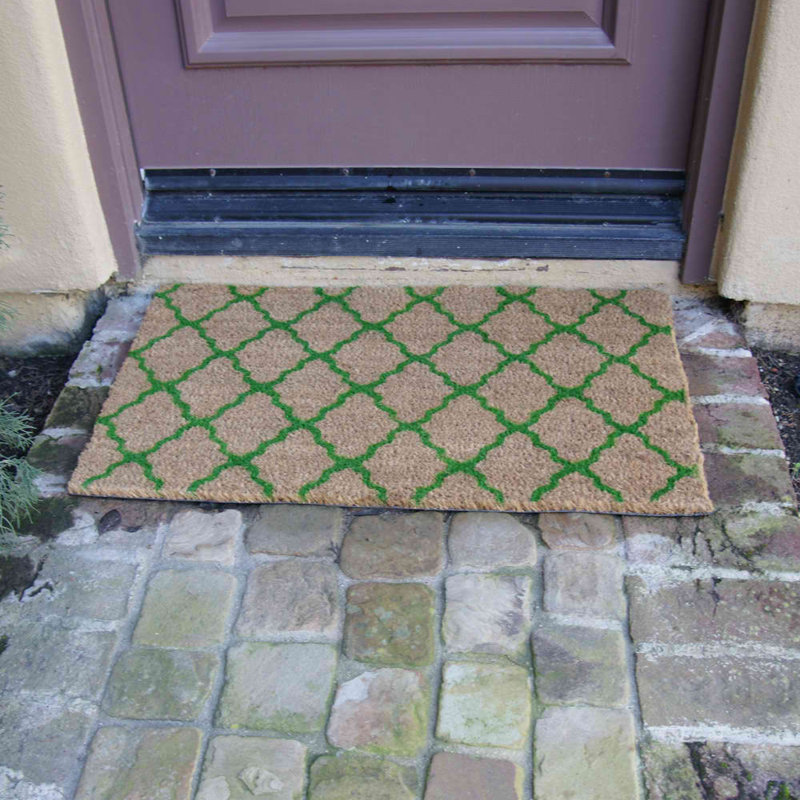 Wendler Non-Slip Geometric Outdoor Doormat, Green