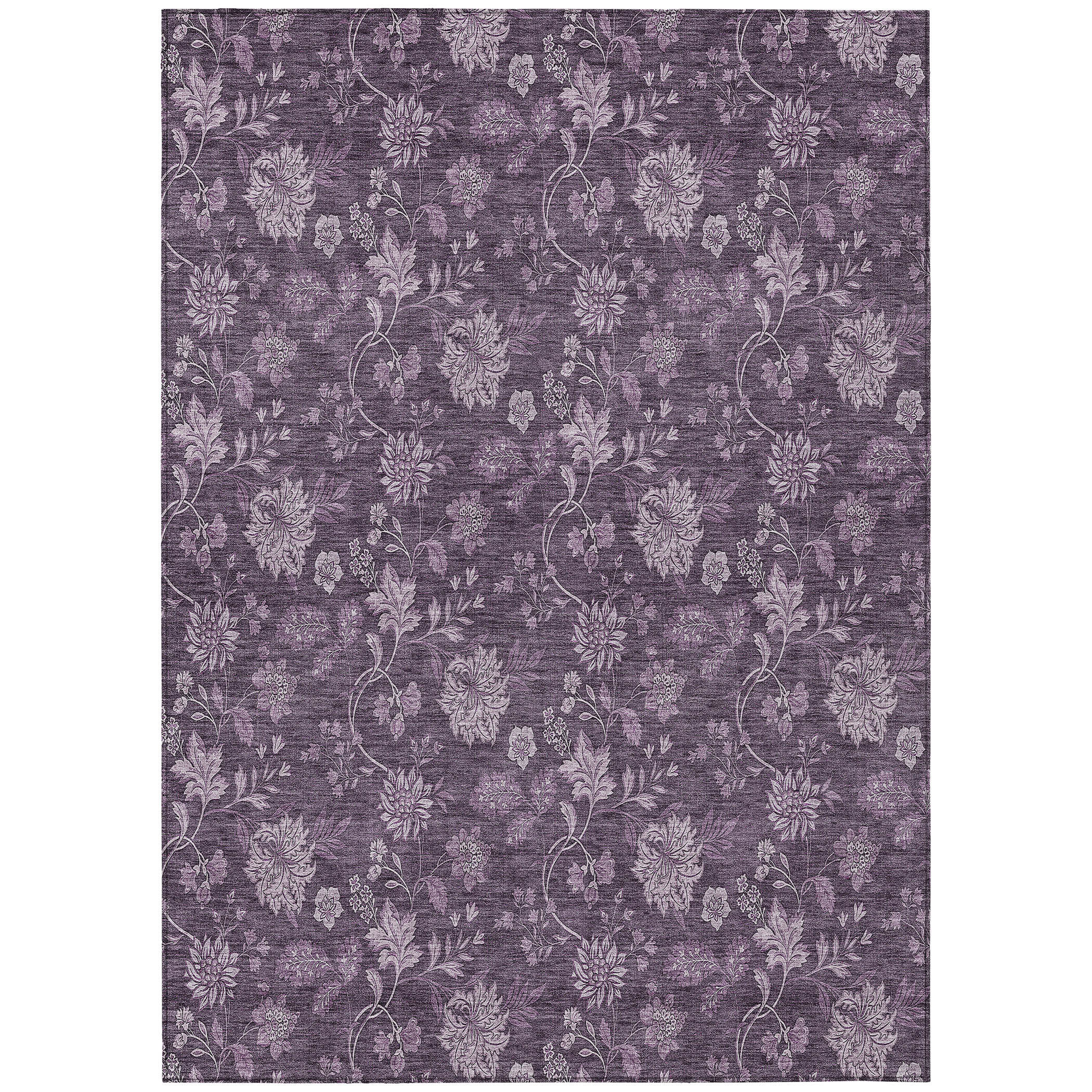 HomeRoots 3' X 5' Plum Purple And Lavender Floral Washable Indoor ...
