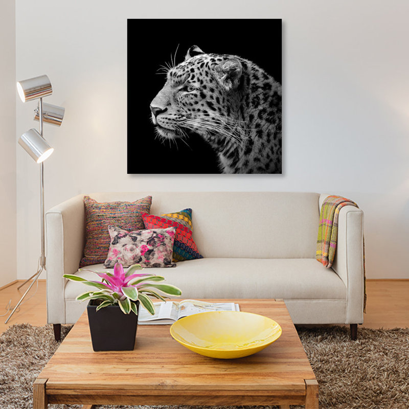 «Leopard I», reproduction de photo sur toile, H 12 po x l 12 po x P 0,75 po, Toile tendue, Pas de tapis