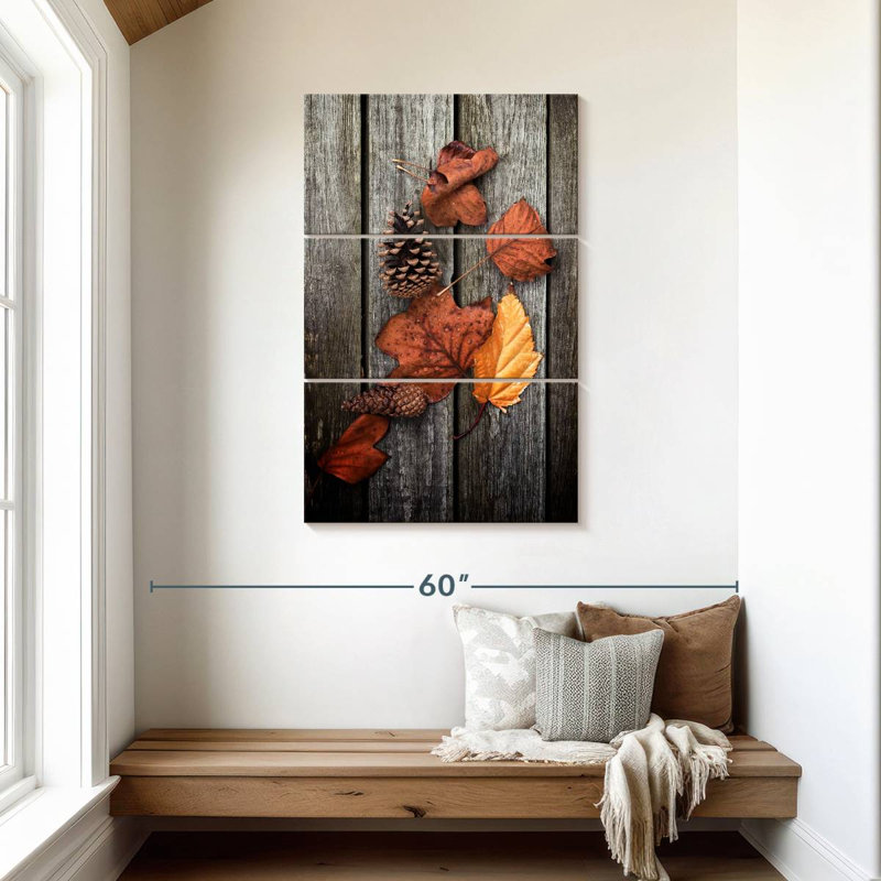Feuilles d'automne séchées, H 45 po x l 28 po