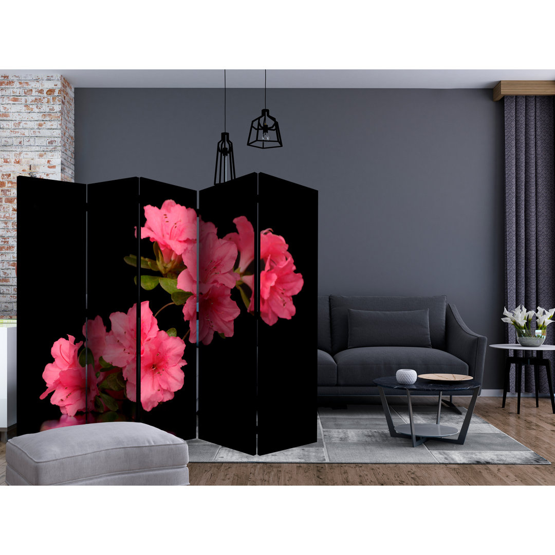 Paravent Azalea in Schwarz II mit 5 Paneelen