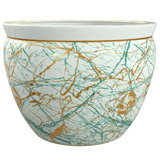 14" Abstract Green & Gold Fishbowl