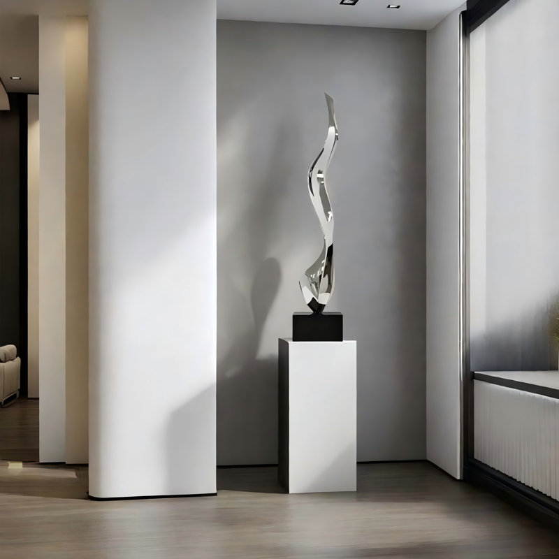 Sculpture abstraite moderne 40,16 ", Noir / argent