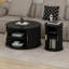 Ensemble de 2 tables basses Mid-Century, rondes en bois avec porte tambour-120133619