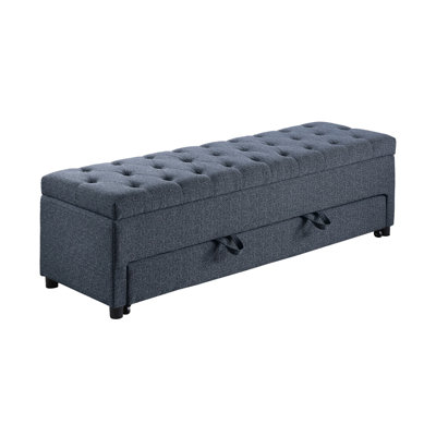 Contemporary Living Room Furniture Ottoman W Storage And Underseat Drawer  Gray Color 1Pc Ottoman Tufted Seat Boucle (Only Including Ottoman)