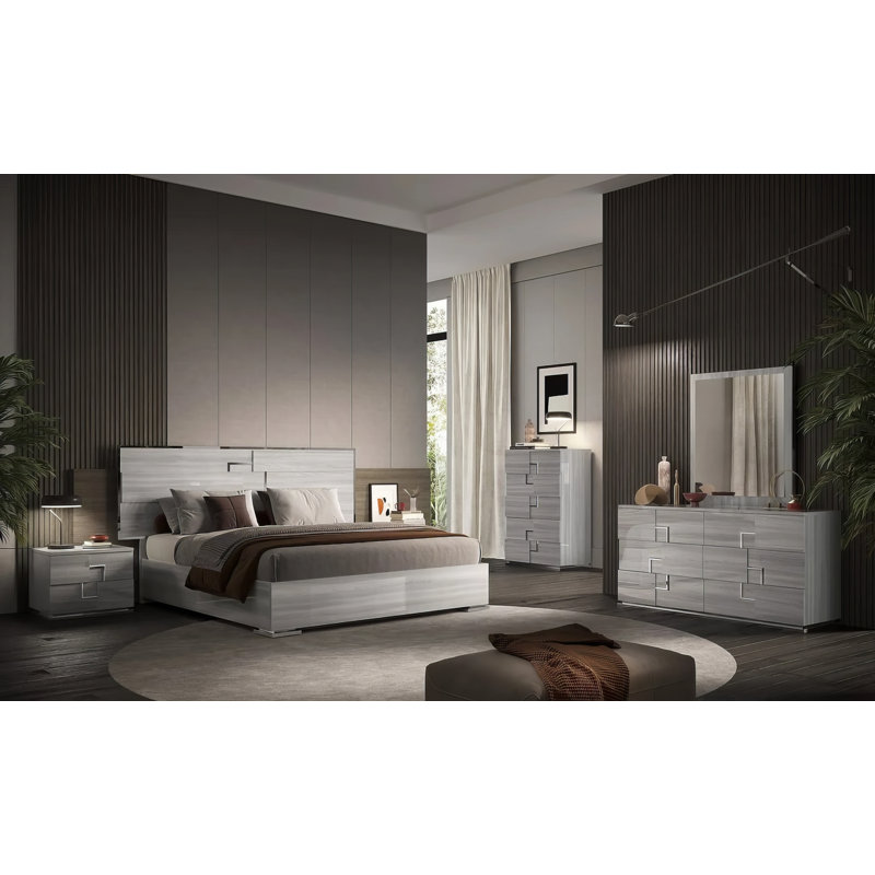  Ensemble de chambre à coucher 4 pièces Infinity, gris, Très grand