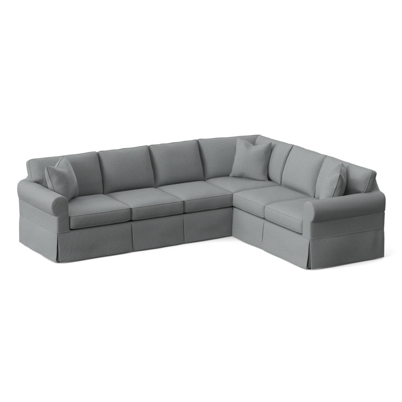 Bedford Upholstered Sectional, Light Blue Performance Fabric; 0851-55, Right Hand Facing