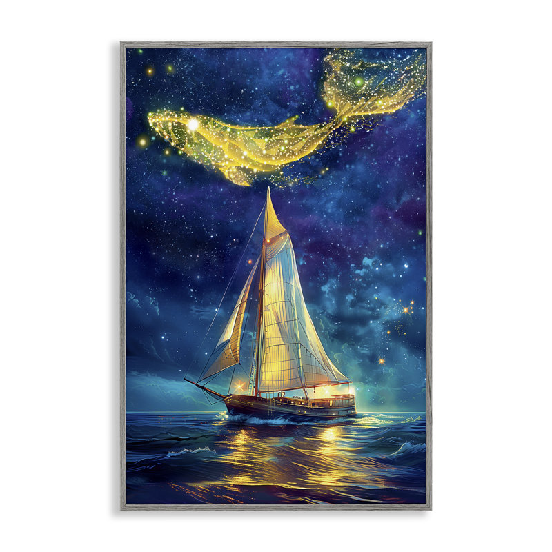 «Whale Constellation At Sea», estampe numérique, image par Image World, H 24 po x l 16 po, Estampe numérique Farmhouse