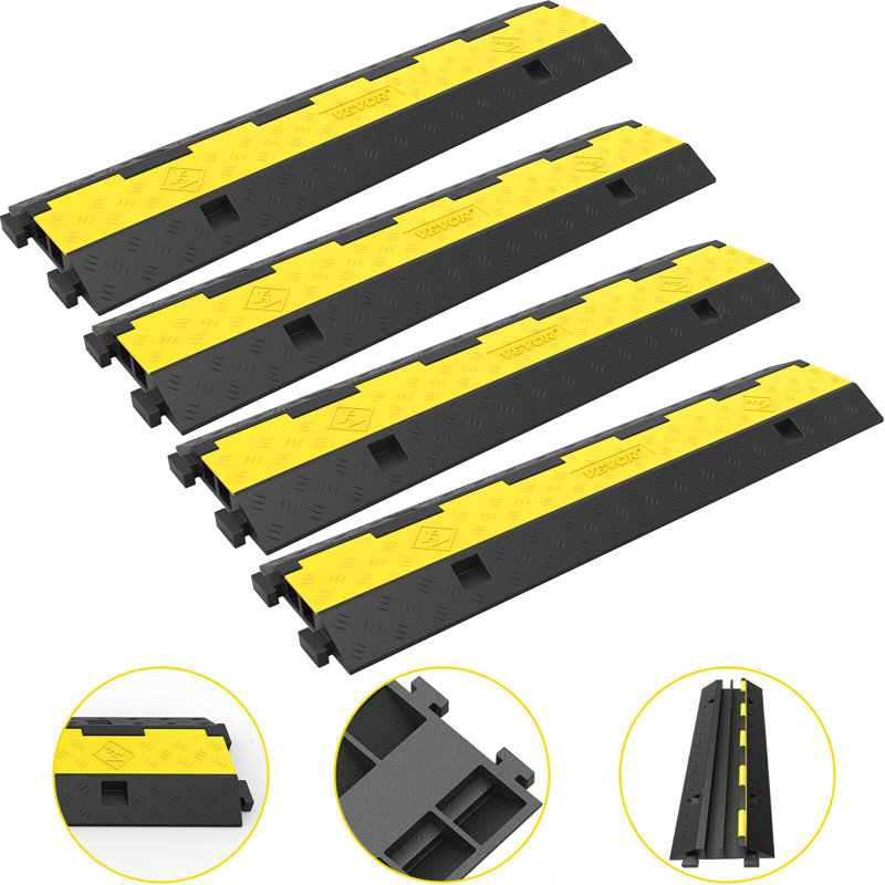 Rampe de protection pour câble à 2 câbles en caoutchouc 40 po x 9,7 po x 2 po VEVOR Speed Bump