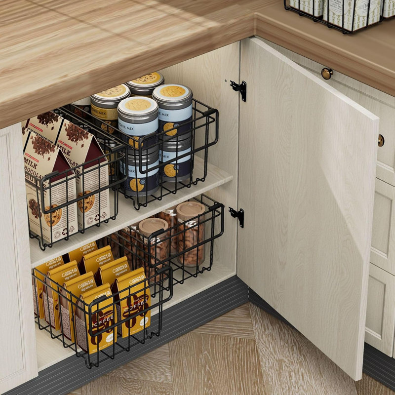 4/6Pcs Carbon Steel Storage Baskets Bins
