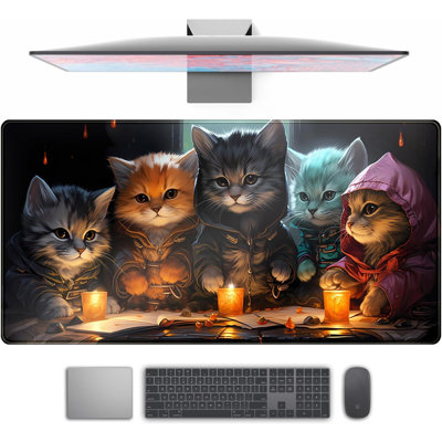 Tapis de bureau Commander jeux de rôle grand tapis de jeu XXL grand tapis de souris de jeu cadeau de jeu pour ordinateur portable - Tapis de souris XXL ordinateur portable clavier avec bords cousus Tapis de bureau amusant antidérapant 15,75 x 31,5 po