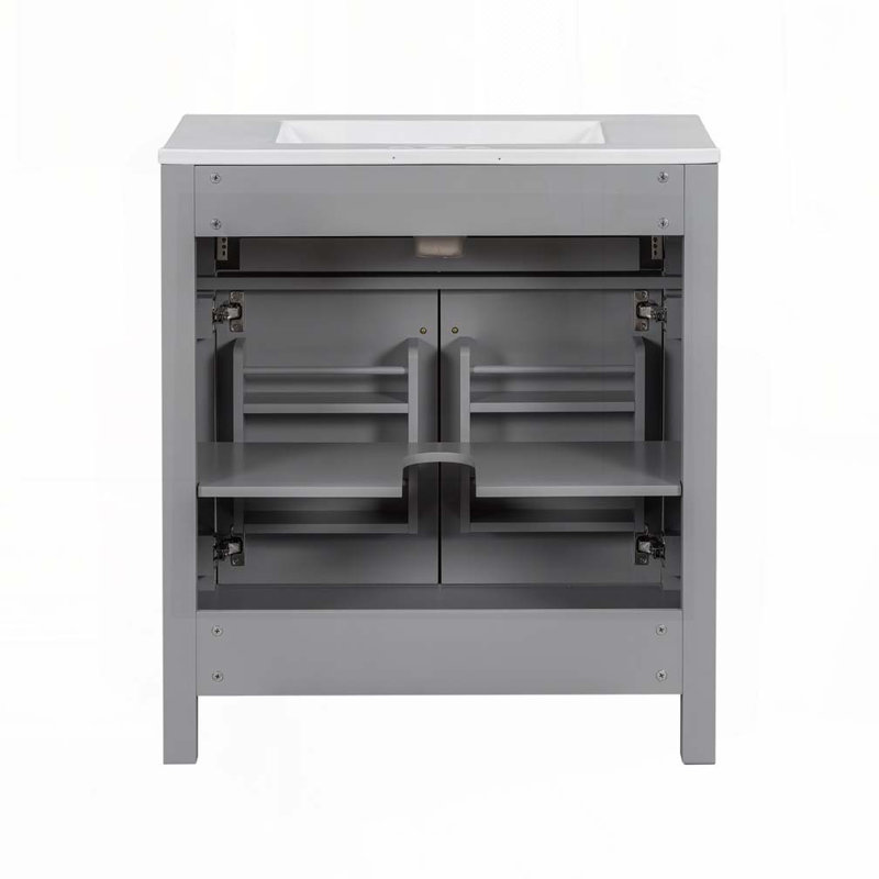 30"Bathroom Vanity with Ceramic Sink, Gray