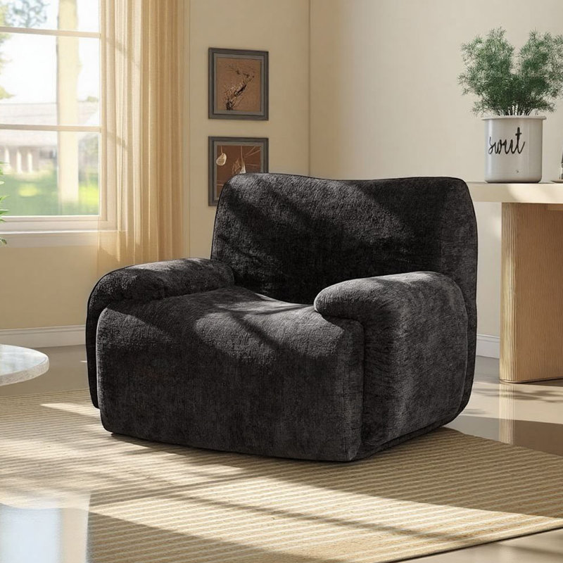 42" Modern Upholstered Oversized Compression Accent Chair, Black