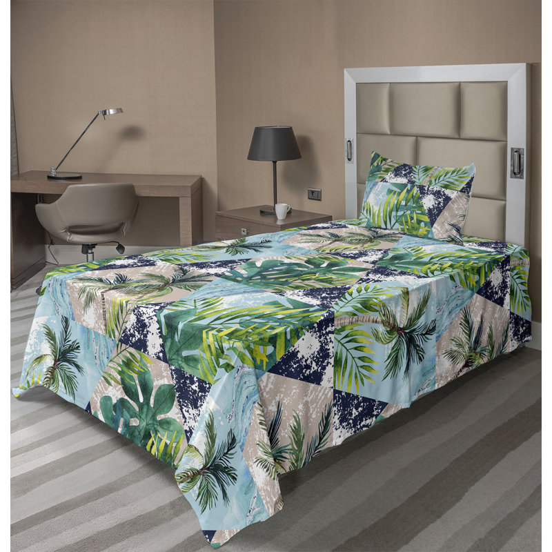 Ambesonne Watercolor Botany Sheet Set 4 Pcs Retro Boho Bloom, Twin Sheet Set with 1 Pillowcase