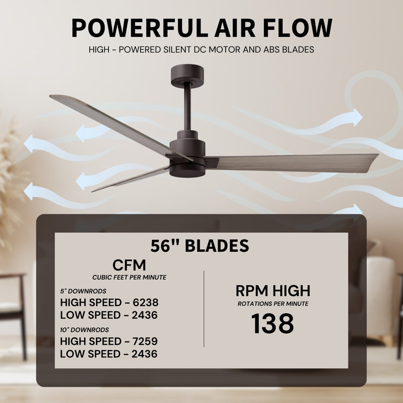 Alessandra Outdoor Downrod Ceiling Fan, Gray Ash Tone, Textured Bronze