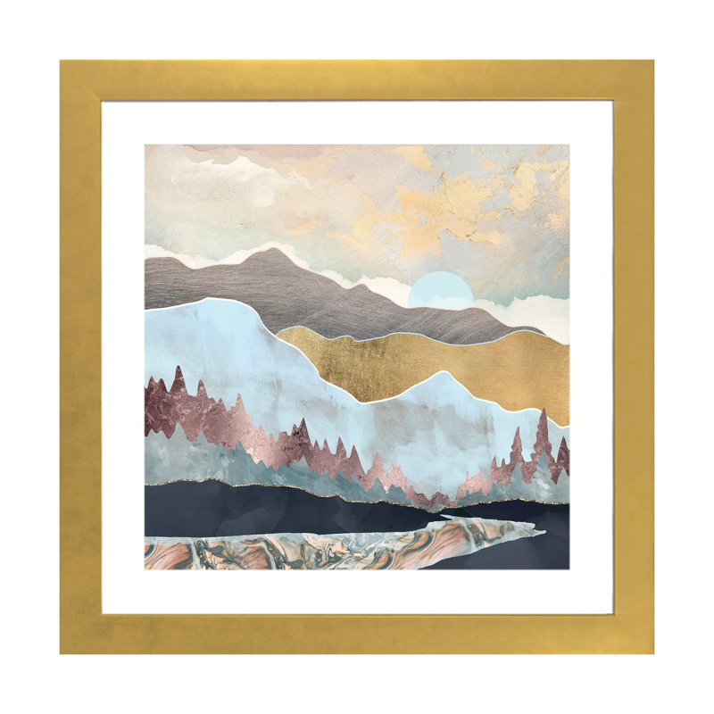 Lumière d'hiver - imprimé, Encadré en papier doré, H 24 po x l 24 po x p 1 po