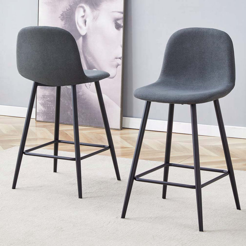 Ensemble de tabourets de bar rembourrés en tissu, Dark Grey