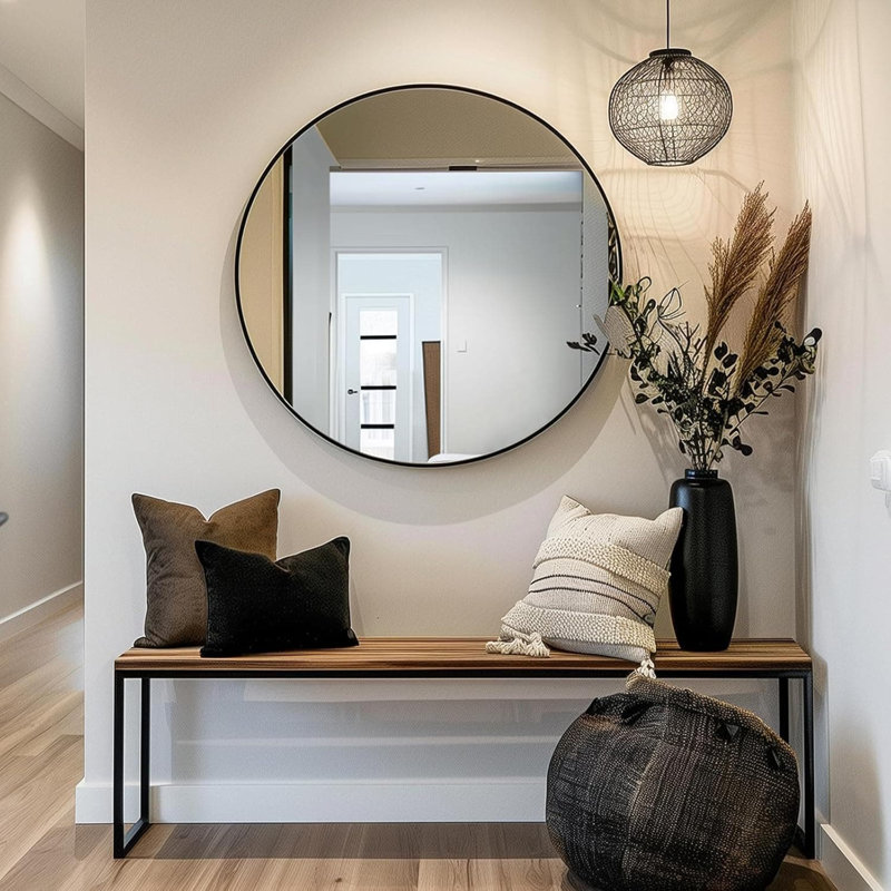 Round Mirror, Black, 60.96" x 60.96"