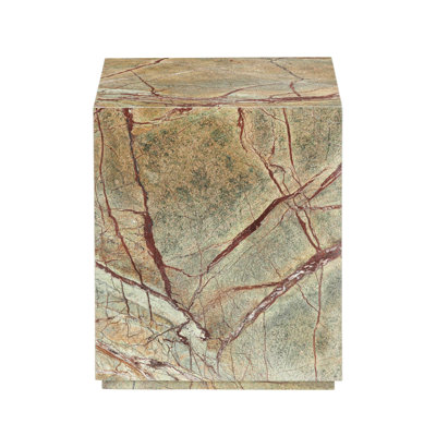 18" Beige Marble Square Accent End Table