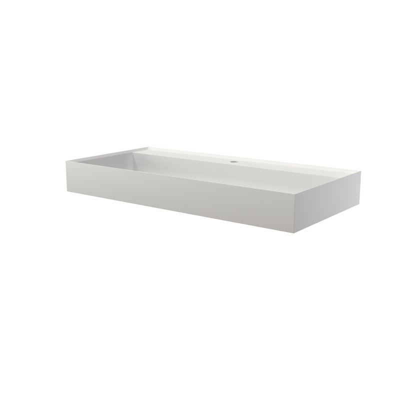 Lavabo de salle de bain en résine solide, blanc mat, hauteur 4,57 po, largeur 18,88 po, profondeur 39,71 po, 42,24 lb, adaptable au décor, meuble-lavabo mural ou à poser au comptoir