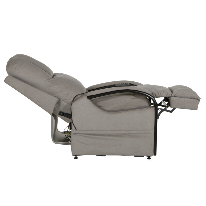 33" W Heated Massage Power Lift Recliner, Gray 100% Polyester
