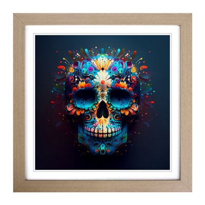 Sugar Skull Expressionism - Framed Print