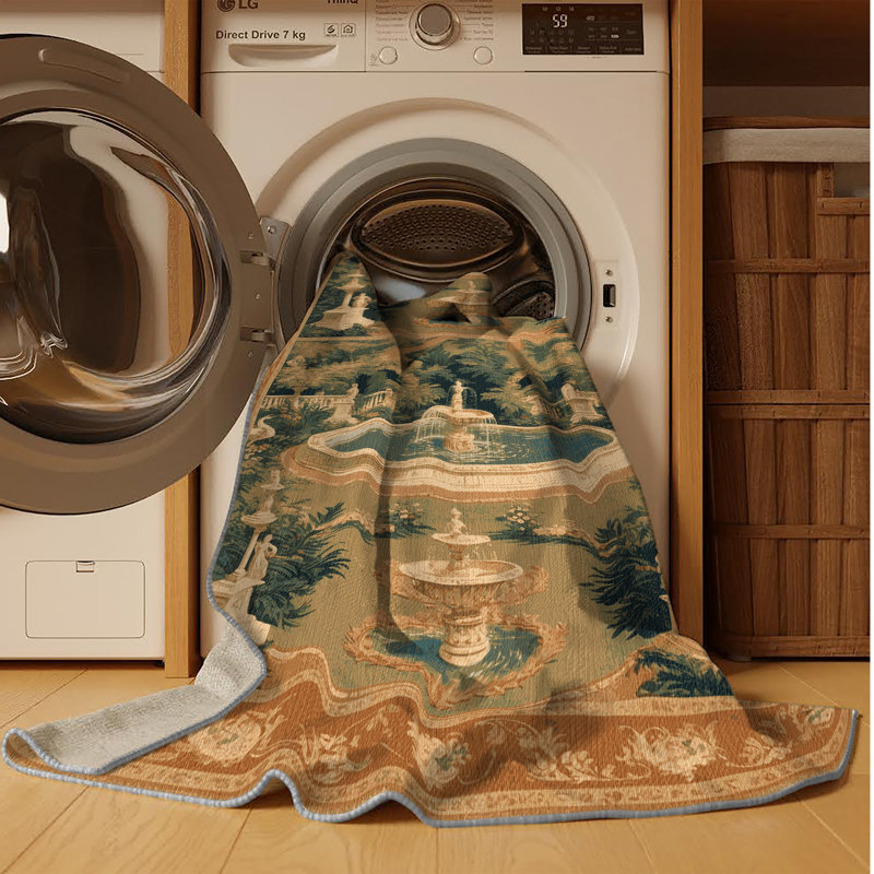 Tapis brun français lavable à la machine, Rectangle 5 pi x 7 pi