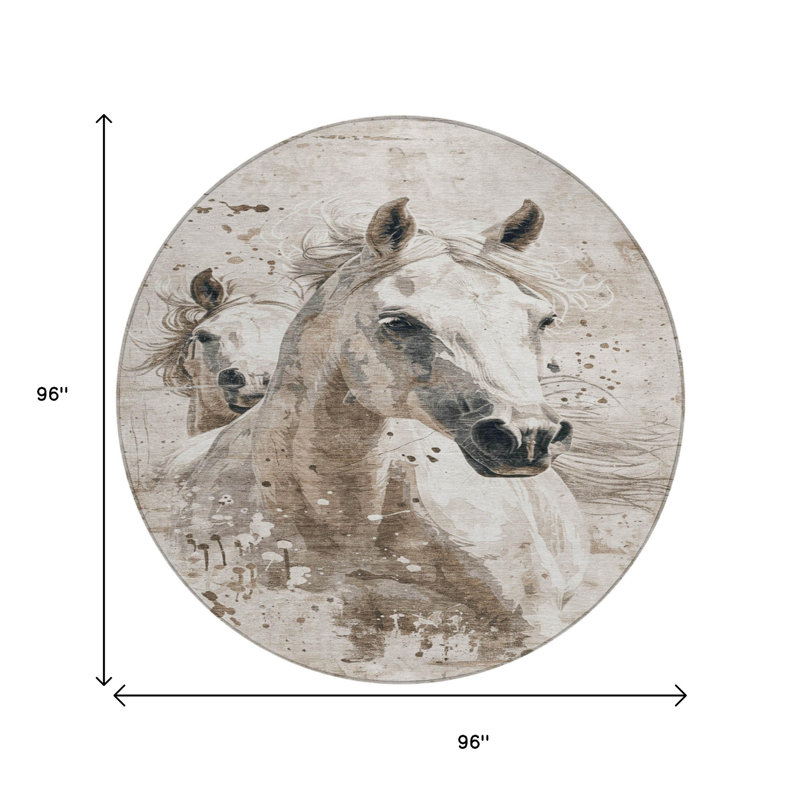 Tapis rond ivoire et gris 8 po